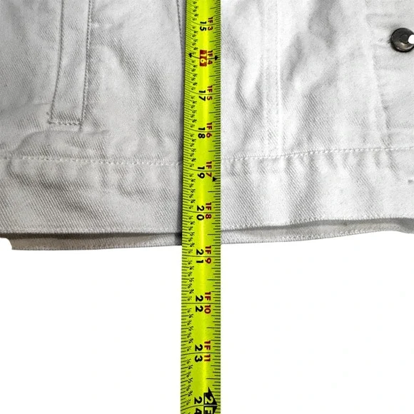 Peach Love California Bride Denim Jacket Womens L White Sequin Fringe Cropped - Picture 11 of 11